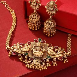 Yellow Chimes Gold-Plated Stone Studded Jewellery Set-36