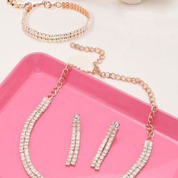 Zaveri Pearls Rose Gold-Plated White CZ-Studded Jewellery Set-16