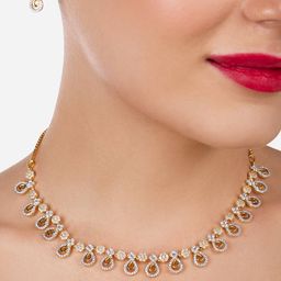 Zaveri Pearls Gold Plated Cubic Zirconia Studded Jewellery Set-image-42