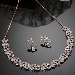 KARATCART Rose Gold-Plated AD Studded Jewellery Set-picture-51