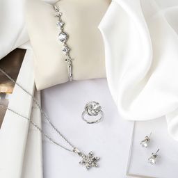 JOKER & WITCH Silver-Coloured & White Stone Studded Jewellery Set-image-8