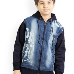 AD & AV Boys Blue Washed Denim Hooded Jacket-image-12