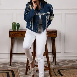 Rhe-Ana Embellished Lightweight Denim Cotton Jacket-image-44