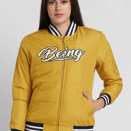 Being Human Women Yellow Bomber with Patchwork Jacket-picture-53