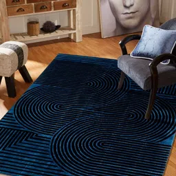 MODEFE Blue Geometric Anti-Skid Rectangular Carpet-picture-29