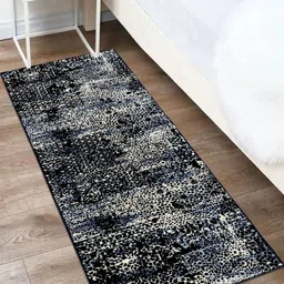 MODEFE Blue & White Abstract Shaggy Anti-Skid Carpet-22