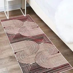MODEFE Rust & White Geometric Anti-Skid Rectangular Carpet-18