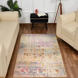 COMFIDELITAS Brown Floral Anti-Skid Nylon Carpet-55
