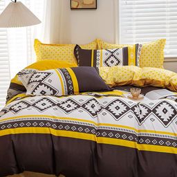 Story@home Boho White & Yellow Printed 240 TC Double Queen Bedsheet With 2 Pillow Covers-image-14