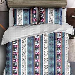Story@home Boho Blue & White Printed 240 TC Double Queen Bedsheet With 2 Pillow Covers-picture-46