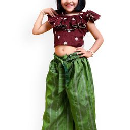 BAESD Girls Maroon & Green Printed Top with Palazzos-picture-19