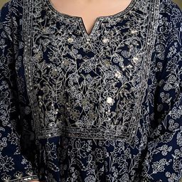 BAESD Floral Printed Round Neck Regular Thread Work Kurta With Trousers & Dupatta image 2