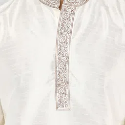Enciger Men Off White Dupion Silk Kurta with Churidar image 3