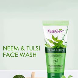 NutriGlow Neem & Tulsi Face Wash & Face Pack For Pimple Free Skin-65 ml Each image 3