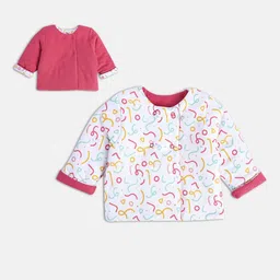 MINI KLUB Girls Geometric Printed Lightweight Reversible Crop Padded Jacket-40