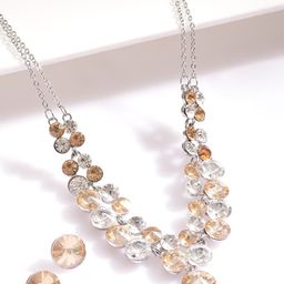 Rubans Rhodium-Plated Bold Layered Cubic Zirconia Studded Jewellery Set image 2