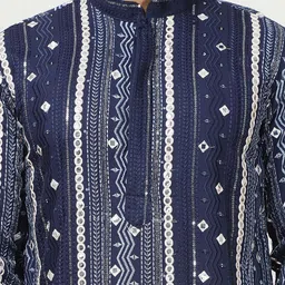 Anouk Men Embroidered Regular Mirror Work Kurta with Pyjamas image 2