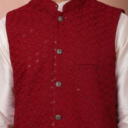 Anouk Embroidered Mandarin Collar Sequinned Nehru Jacket image 2