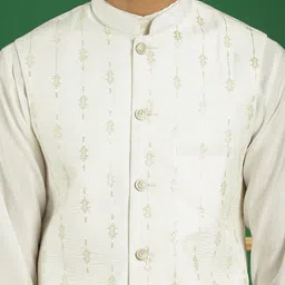 Anouk Off White Embroidered Regular Sequinned Kurta with Pyjamas image 2