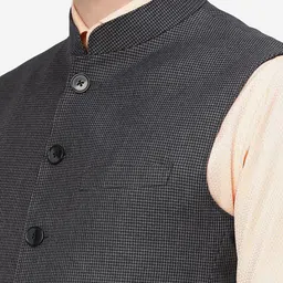 MODI JACKET Men Textured Terry Wool Nehru Jacket image 2