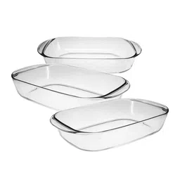 DURALEX Set of 3 Ovenchef Clear Rectangular Roasters Set image 4