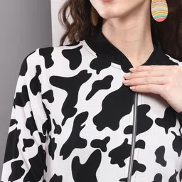 TANDUL Abstract Printed Stand Collar Lightweight Bomber Jacket image 2