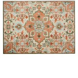 PRESTO Peach & Green Traditional Pattern Durable Rectangular Carpet image 2