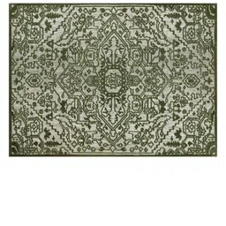 PRESTO Green & White Traditional Pattern Durable No Shredding Rectangular Carpet image 2