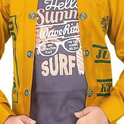 BAESD Boys Typography Printed Lightweight Open Front  Jacket With Attached T-shirt image 2
