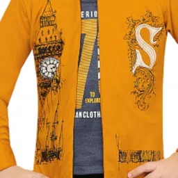 BAESD Boys Typography Printed Mandarin Collar Tailored Jacket With Attached T-shirt image 3