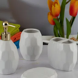 Kookee White 4 Piece Abstract Bath Accessories Set image 2