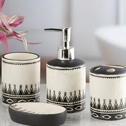Kookee White 4 piece Abstract Bath Accessories Set image 2