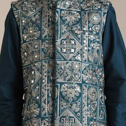 Manyavar Boys Regular Kurta and Pyjamas with Jacket image 2