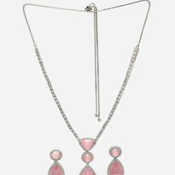 ZENEME Rhodium-Plated Cubic Zirconia -Studded Jewellery Set image 5