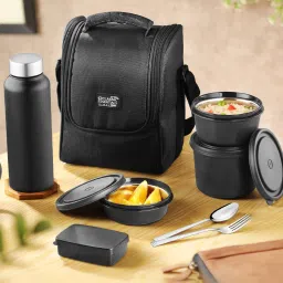 Supreme Microwave Safe Set of 5 with Bottle|Bag & Cutlery 5 Containers Lunch Box-12