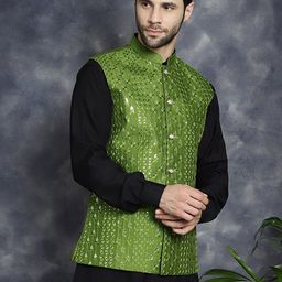 Anouk Embroidered Sequinned Nehru Jacket-20