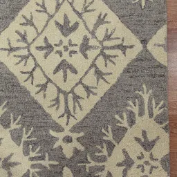 saraswatii global Grey & Cream Ethnic Motifs Printed Woolen Rectangle Carpet image 3