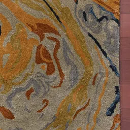 saraswatii global Orange & Blue Abstract Printed Rectangle Carpet image 3