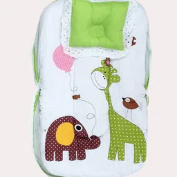 Superminis Kids Green & White Printed Cotton Bedding With Mosquito Net image 3