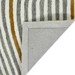 saraswatii global White & Grey Striped Hand Tufted Rectangular Carpet image 3