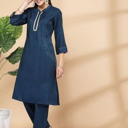 Nayam By Lakshita Floral Yoke Design Regular Sequinned Kurta with Palazzos image 4