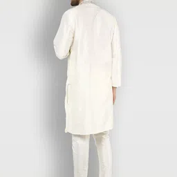 Enciger Men Off White Dupion Silk Kurta with Churidar image 5