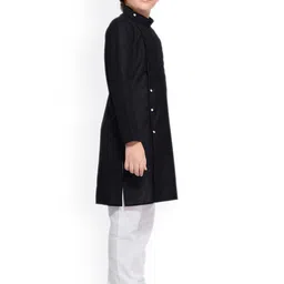 BAESD Boys Checked Self Design Band Collar Kurta With Pyjamas image 4