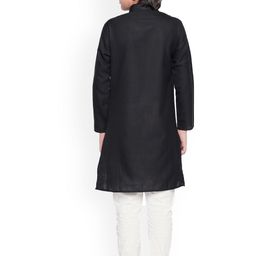 BAESD Boys Checked Self Design Band Collar Kurta With Pyjamas image 4