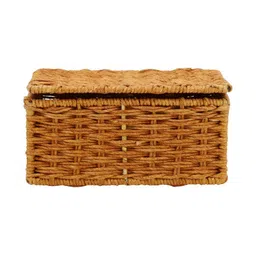 akway Beige Self Design Rectangular Bamboo Cane Multi-Utility Organisers image 3