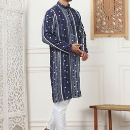 Anouk Men Embroidered Regular Mirror Work Kurta with Pyjamas image 4