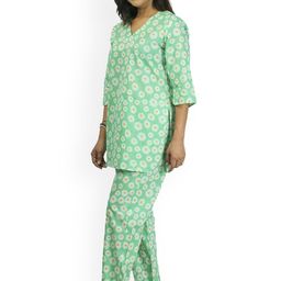Freesia Array Floral Printed V-Neck Pure Cotton Top With Trousers image 5