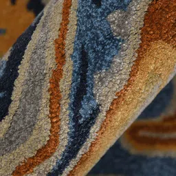 saraswatii global Orange & Blue Abstract Printed Rectangle Carpet image 4