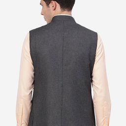 MODI JACKET Men Textured Terry Wool Nehru Jacket image 4