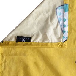 Arrabi Set of 6 Mustard Yellow Conversational Print Diwan Set with Bolster & Cushion Cover image 2